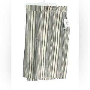 WONA Striped Pencil Skirt in Gray and White